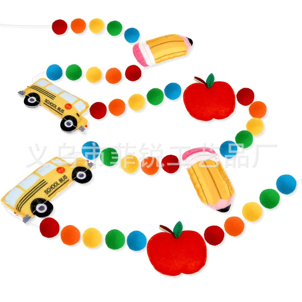 European and American kindergarten classroom decoration Garland back-to-school string flag color WELCOME Apple Pencil linen dovetail flag