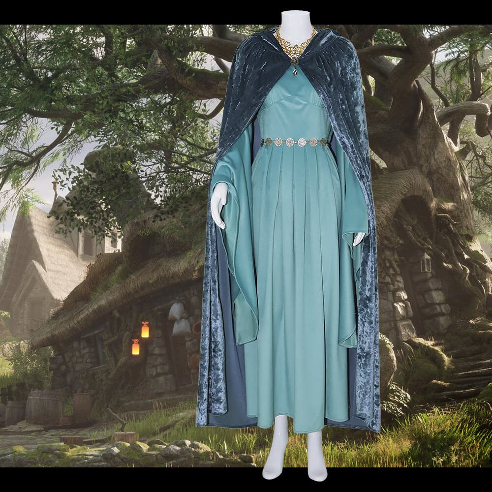 Lord Of The Rings Blue Dress Queen Suit Princess Costume COS Light Blue Elf