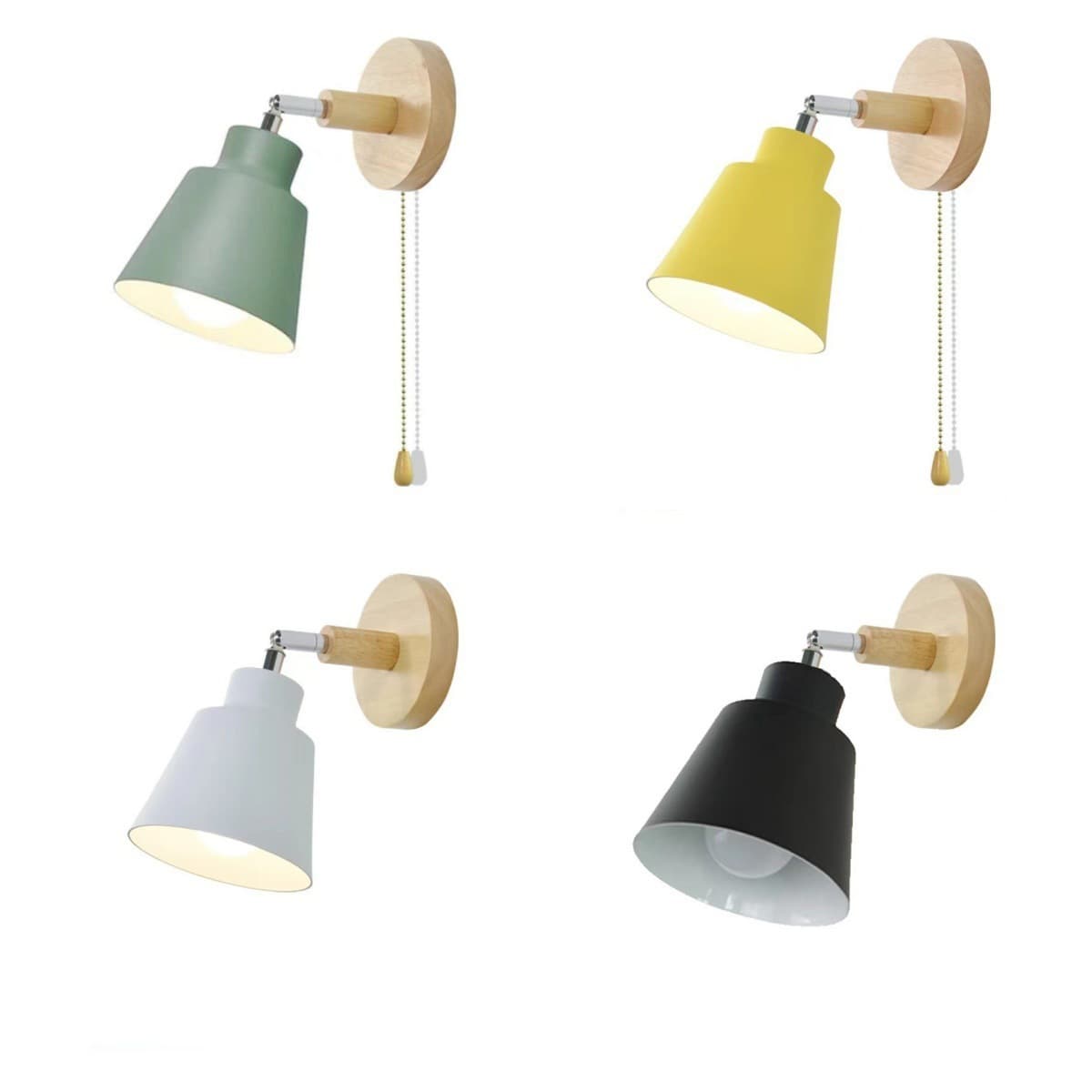 Cross-border Modern Minimalist DIY Macaron Bedside Wall Lamp Wooden with Plug Switch Nordic Decorative Light
