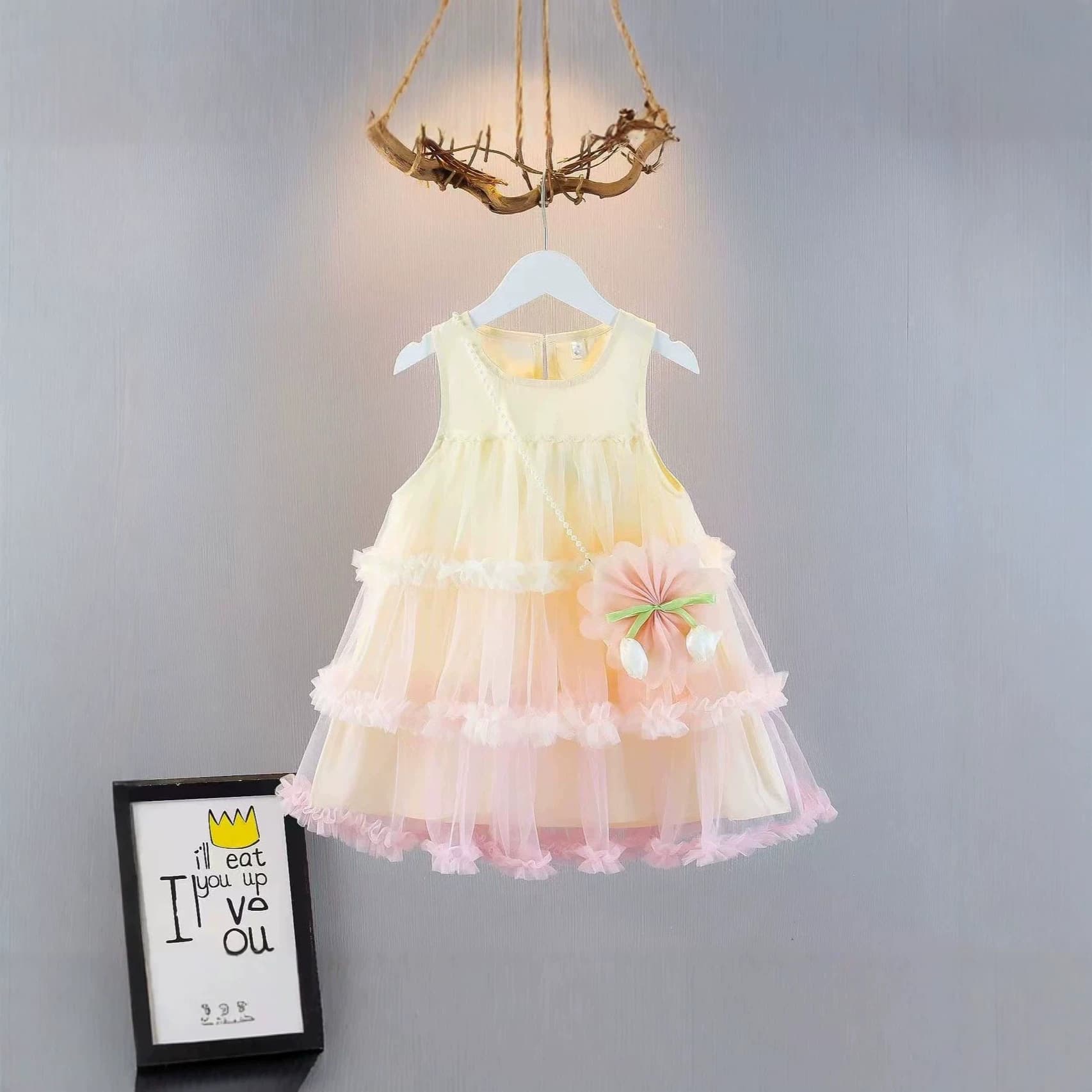 Children's clothing girls' dresses children's sweet princess dress baby summer sleeveless style fluffy skirt cotton skirt summer dress