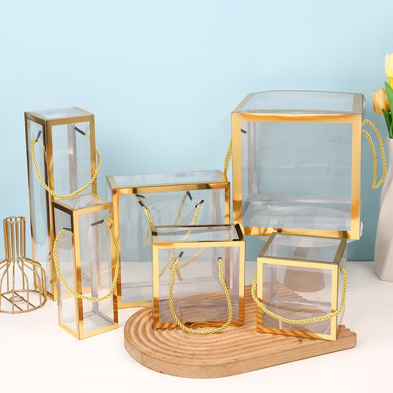 Ready stock transparent portable plastic box PVC companion gift box snowflake gift box pet square packaging box customization