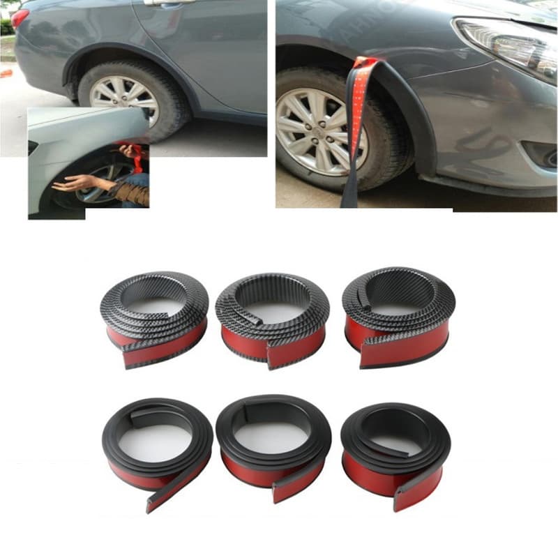 Car Universal Rubber Fender Carbon Fiber Pattern Fender Decorative Strip No-Installation Wheel Anti-Collision Strip Mudguard Rubber Strip