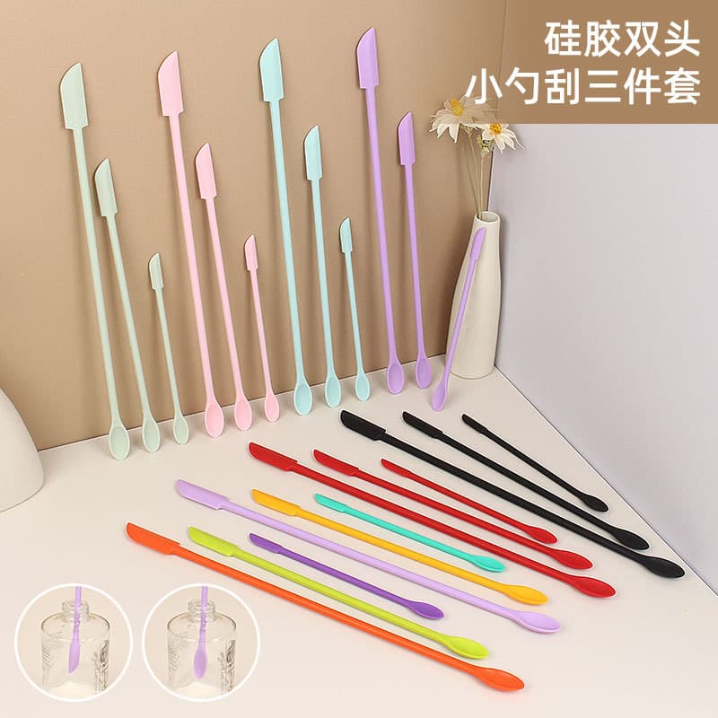 Silicone scoop, new mini silicone small tip spatula, cosmetic jar scraper set, jam scraper 3-piece set