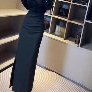 Black Long Skirt 2026 Spring Summer New High Waist Fashionable Split Long Skirt Slimming One-Step Skirt
