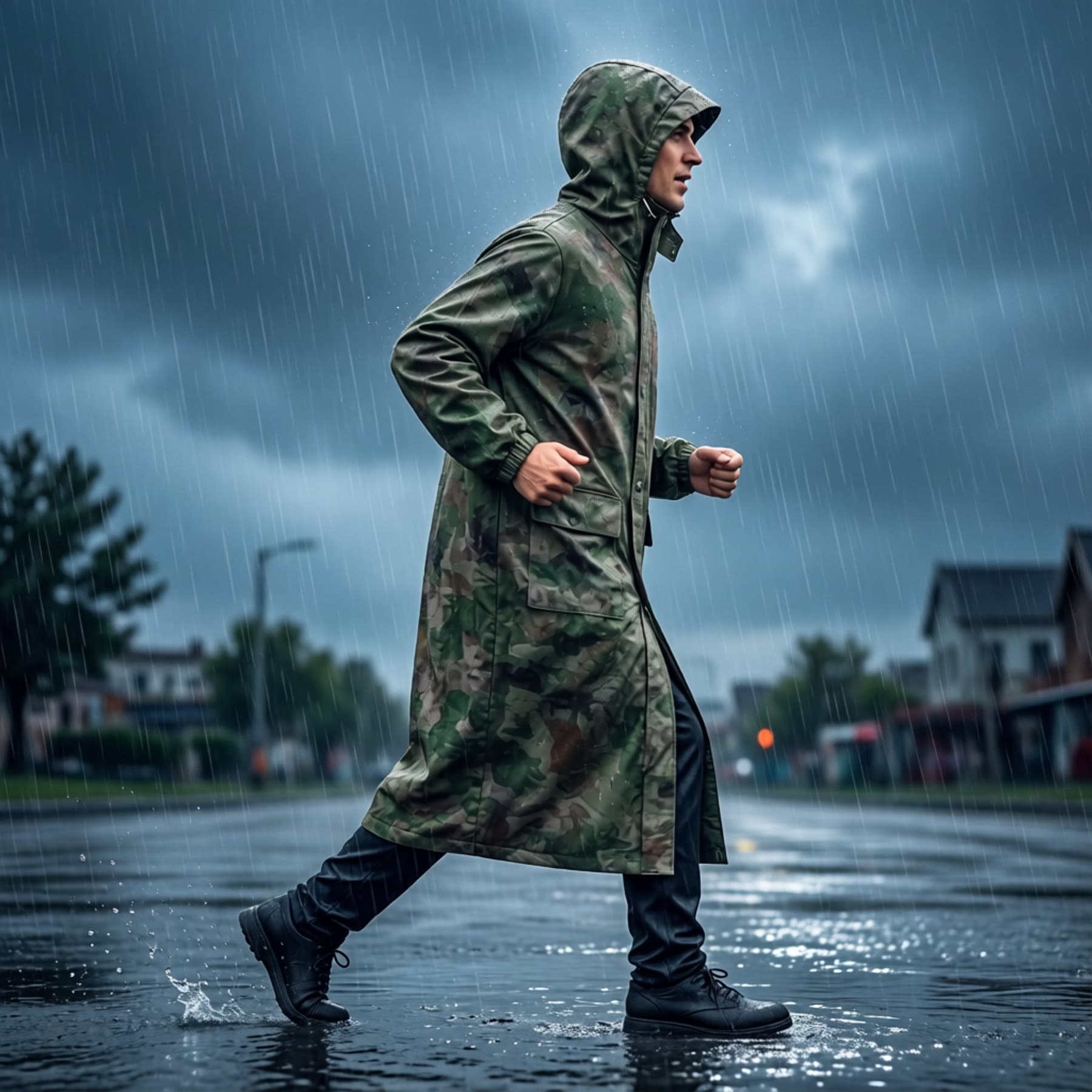 Camouflage raincoat split one-piece outdoor raincoat long poncho