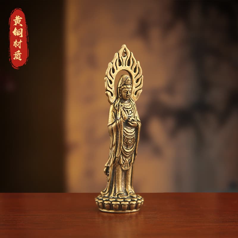 Pure Copper New Avalokiteshvara Statue, Buddha Light Guanyin, Home Living Room Desktop Craft, Offering Bodhisattva Ornament