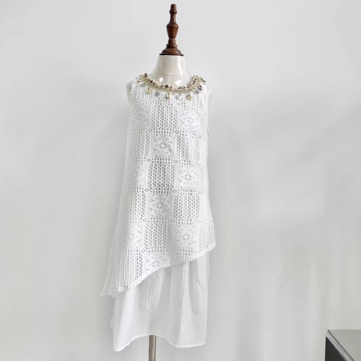 Summer children's clothing new children's sleeveless bohemian vest dress girls fashionable girl skirt white embryo tie-dye