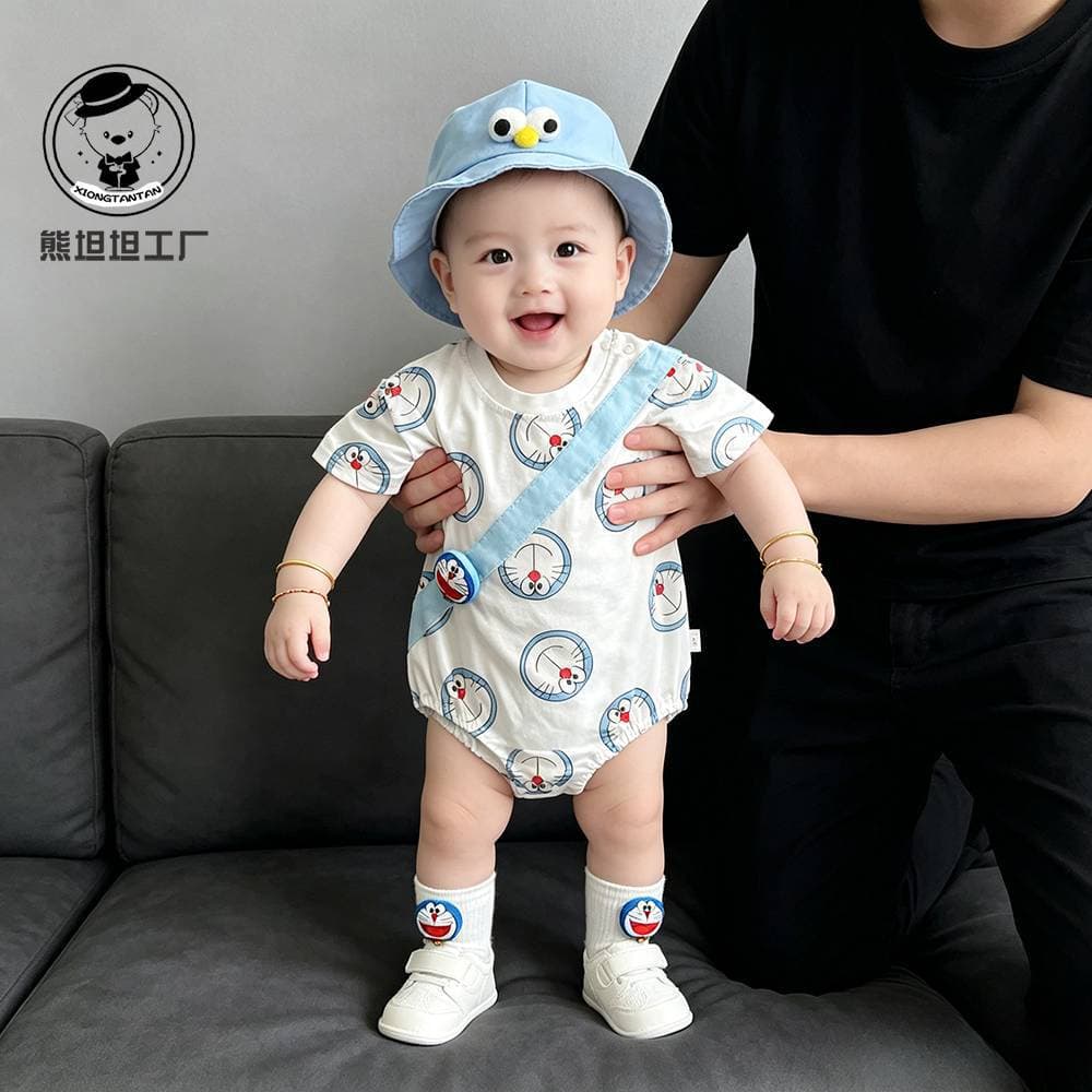 Baby clothes, cartoon bags, onesies, summer day clothes, male and female baby clothes, one-month-old outing clothes, dopamine