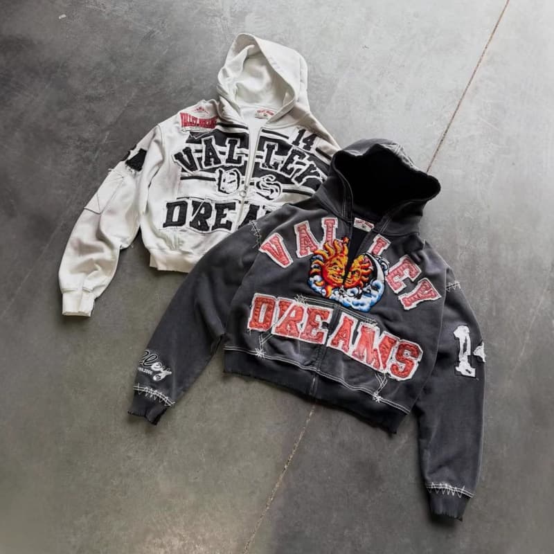European and American Fashion New High Street Trend Ins Style Printed Zip Hoodie Gothic Y2k Cross-border Export Clothing