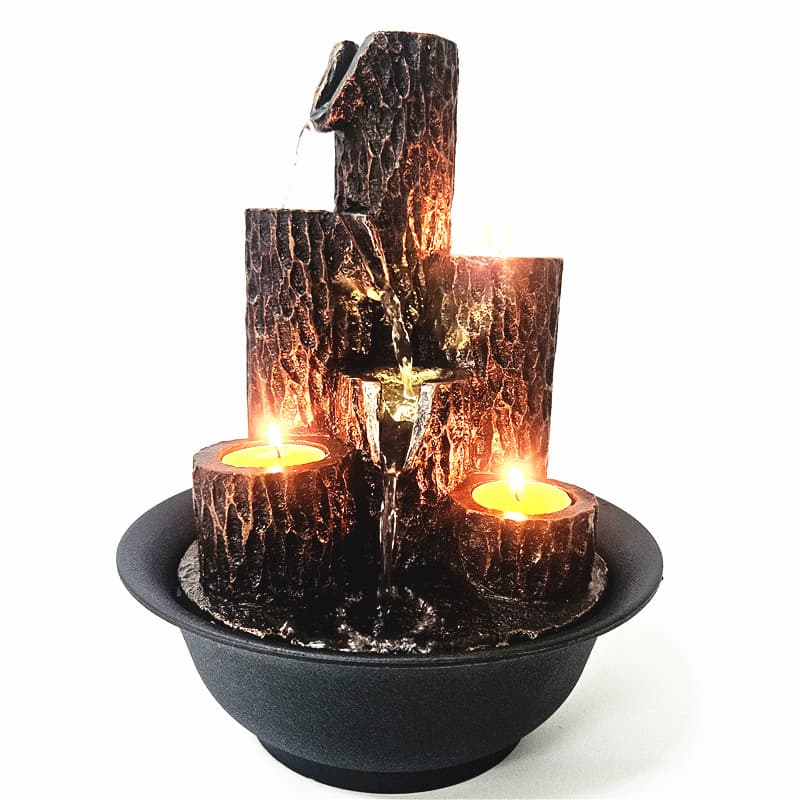 Cross-border new resin fountain flowing water ornaments desktop candle fountain resin crafts home gifts