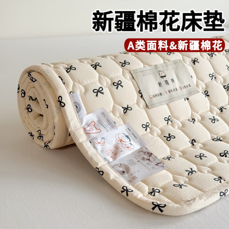 Cotton Mattress Topper for Home Double Bed, Student Dormitory Single Bed, Rental Room Cotton Mattress Pad, Non-Slip