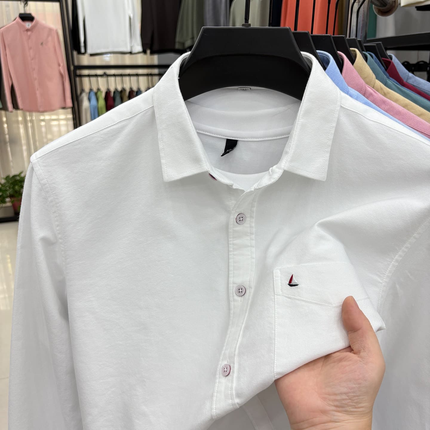 Aote brand discount spring and autumn new pure cotton long-sleeved shirt men's lapel real pocket versatile Oxford shirt