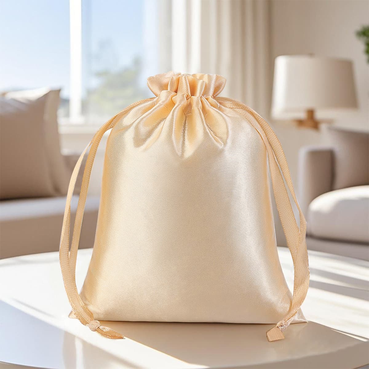 Satin Drawstring Pouch Custom Eye Mask Faux Silk Dustproof Storage Bag Wholesale Satin Packaging Bag