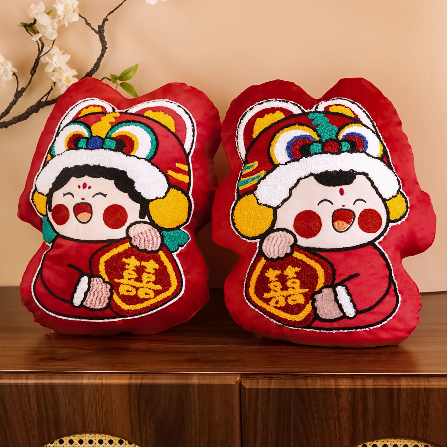Wedding Bed Doll New Red Hug Pillow, Bridal Celebration Mascot, Auspicious Children Dowry Gift for Wedding