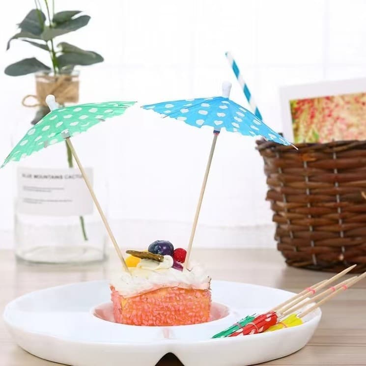 Disposable Cocktail Picks Christmas Fruit Skewers Creative Mini Umbrella Picks Hamburger Cake Inserts Wedding Fruit Platter Decorations