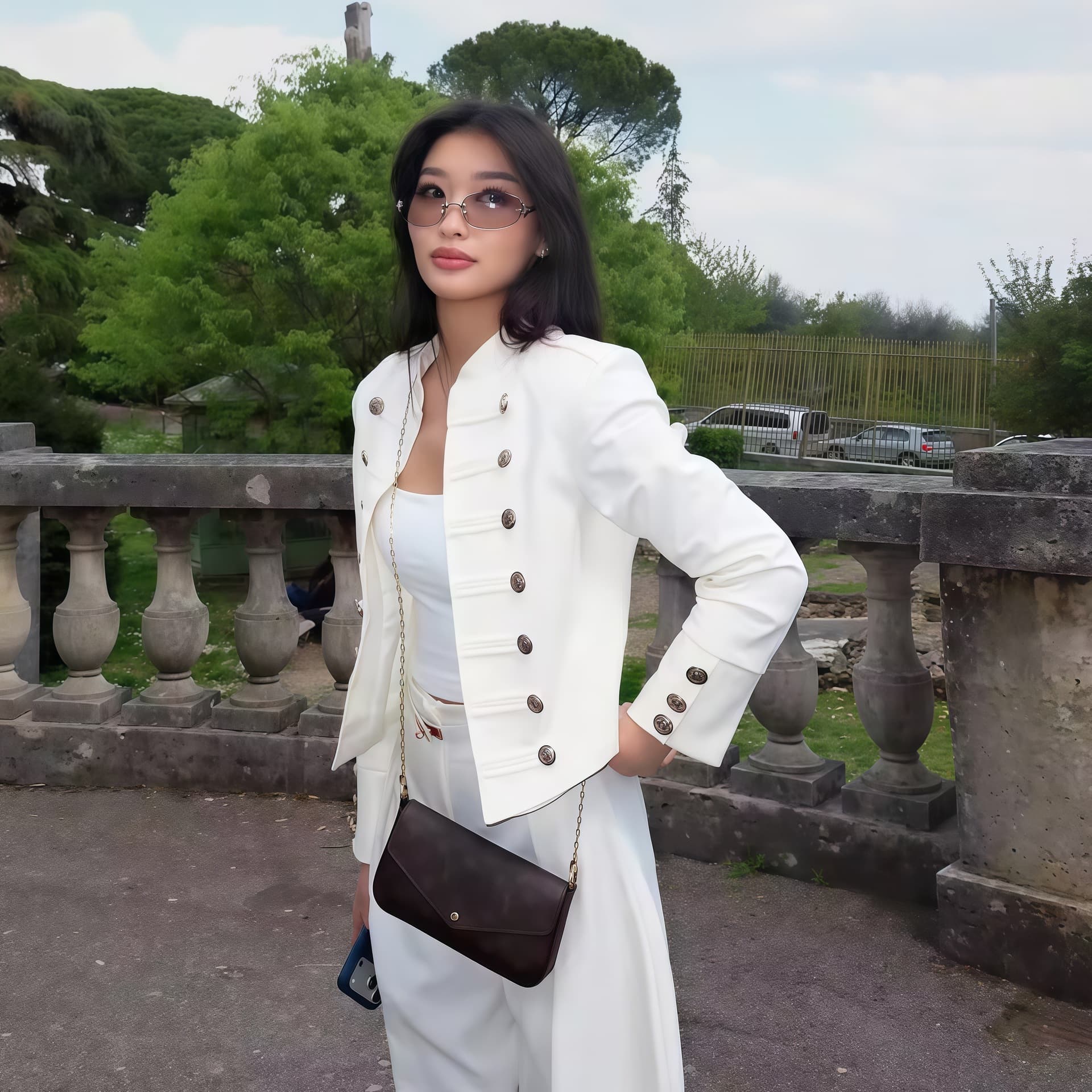 TAOP&ZA Unique Stylish White Luxury High-End Chanel-Style Double-Breasted Short Jacket Top