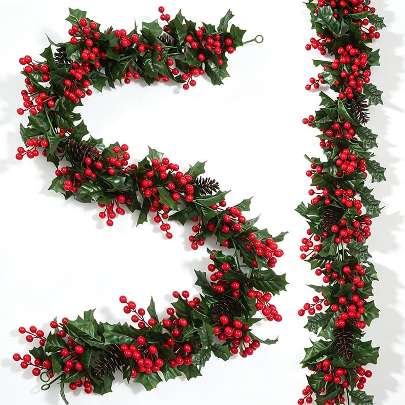 Cross-border Christmas simulation red fruit vine European and American holiday simulation holly berry Christmas scene decoration Christmas vine