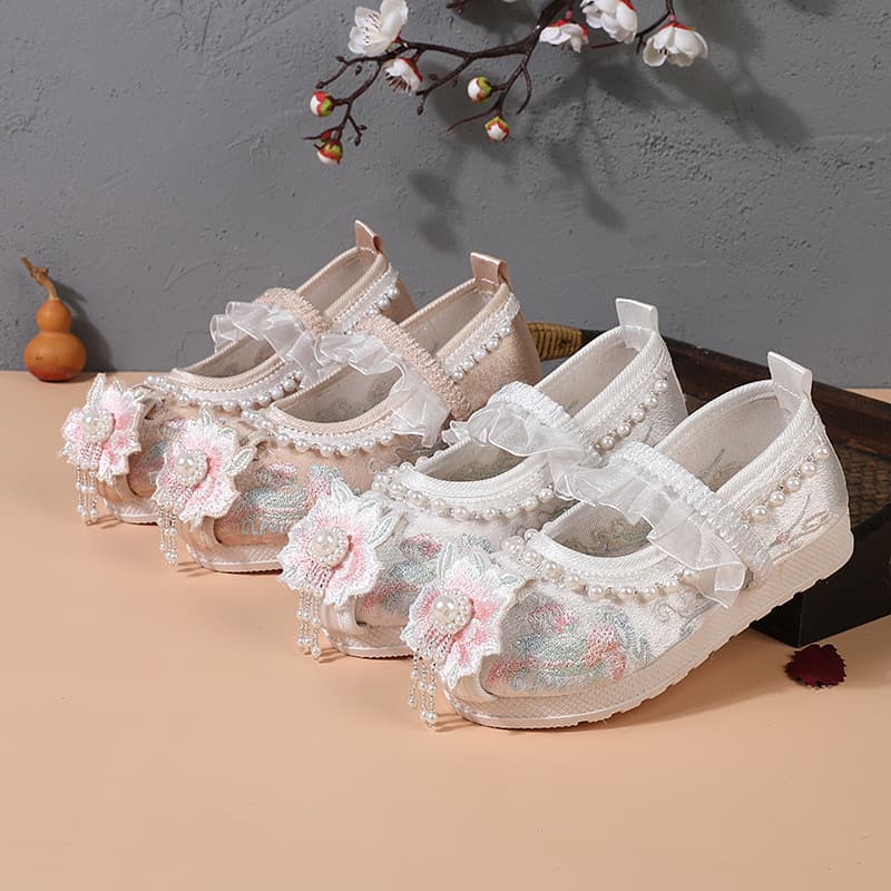 Children's Luoxi Chinese Style Summer Embroidered Shoes Baby Shoes Ethnic Style Old Beijing Hanfu Cloth Shoes for Girls