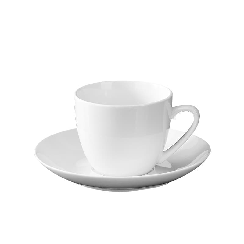Factory Direct Hotel Ceramic Coffee Cup and Saucer, Red Tea Cup with Handle Almond Style Saucer, Promotional Gift Cup