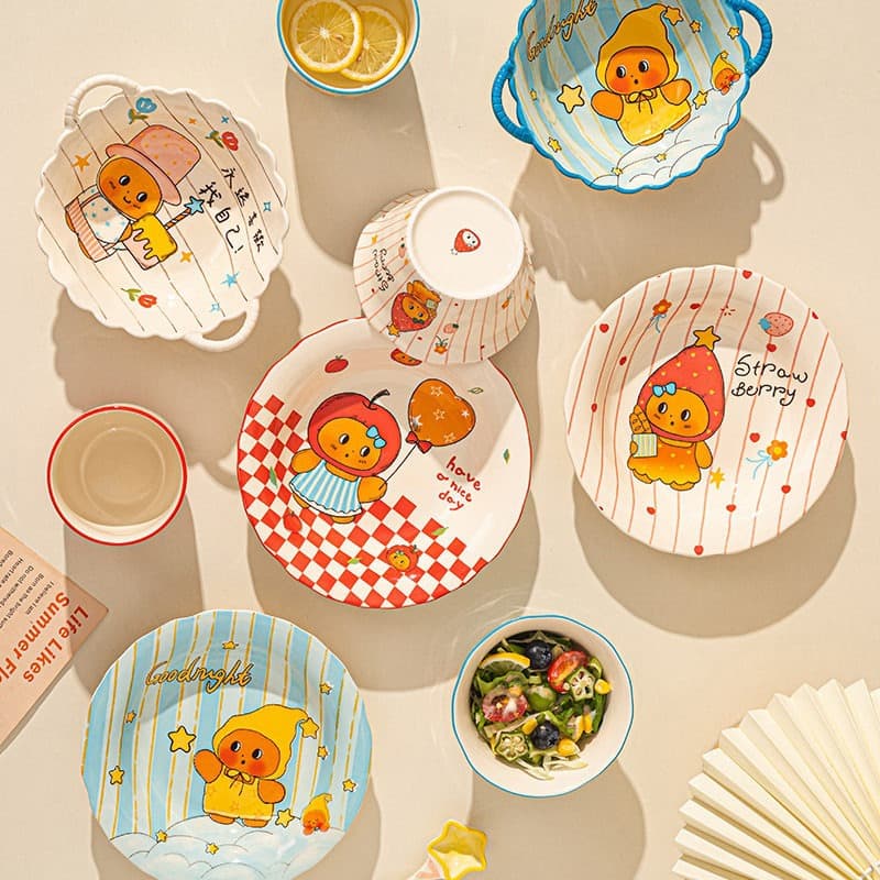 Cartoon star ceramic plate household dish plate new underglaze color dinner plate personal breakfast dessert plate fruit plate
