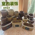 Imitation Rattan and Bamboo Home Furnishings Interior Decoration Oval Desktop Pothos Succulent Butterfly Orchid Potted Flower Basket