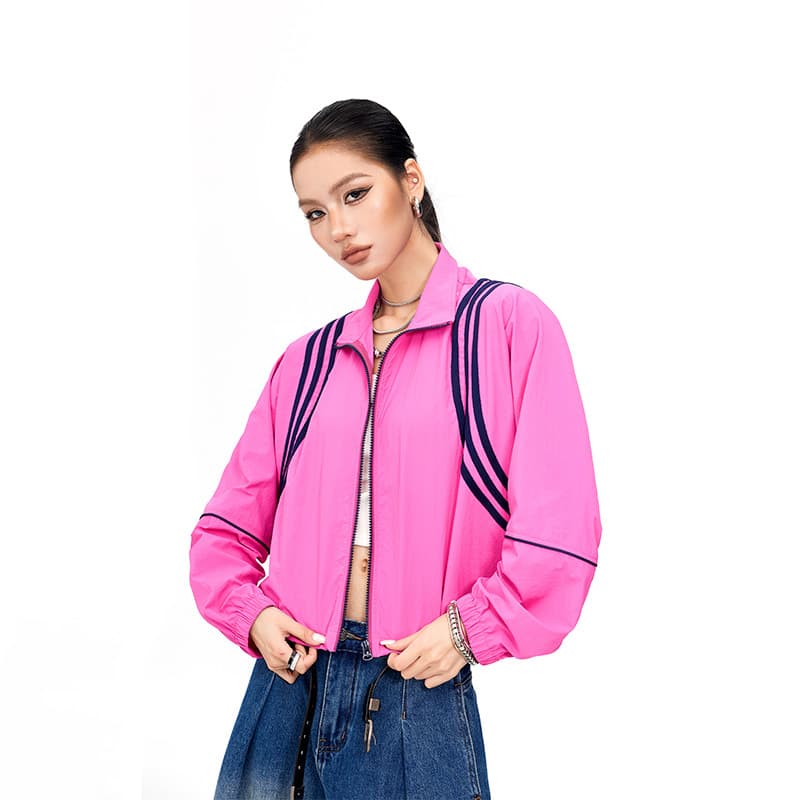 Tuogu Trendy Color-Block Sun Protection Jacket Summer Short Sports Coat Top Women's New Thin Sun Protection Jacket