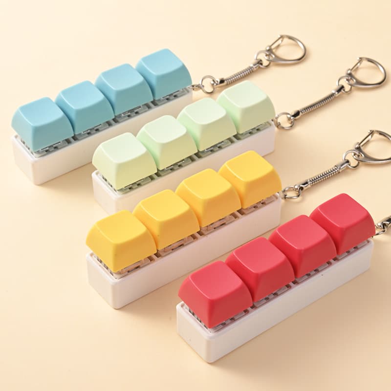 Decompression Button Keychain Creative Mechanical Keycap Macaron Color Series Fidget Toy Pendant Stress Relief Gadget