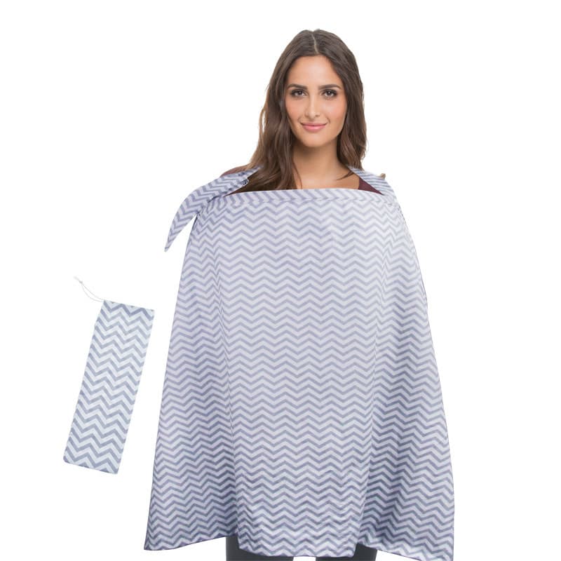 Multifunctional Pure Cotton Nursing Cover Breastfeeding Poncho Wrap Scarf Cover-up with Storage