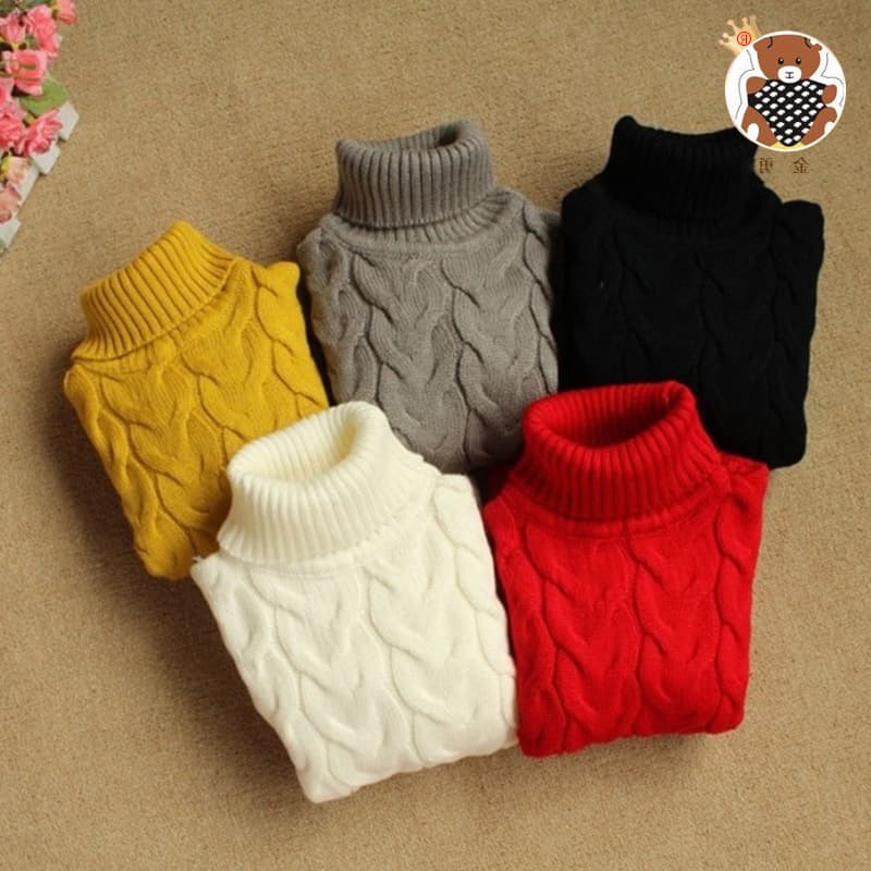 【】Baby knitted sweater bottom cross-border source factory sweater solid color turtleneck sweater for girls thickened guarantee