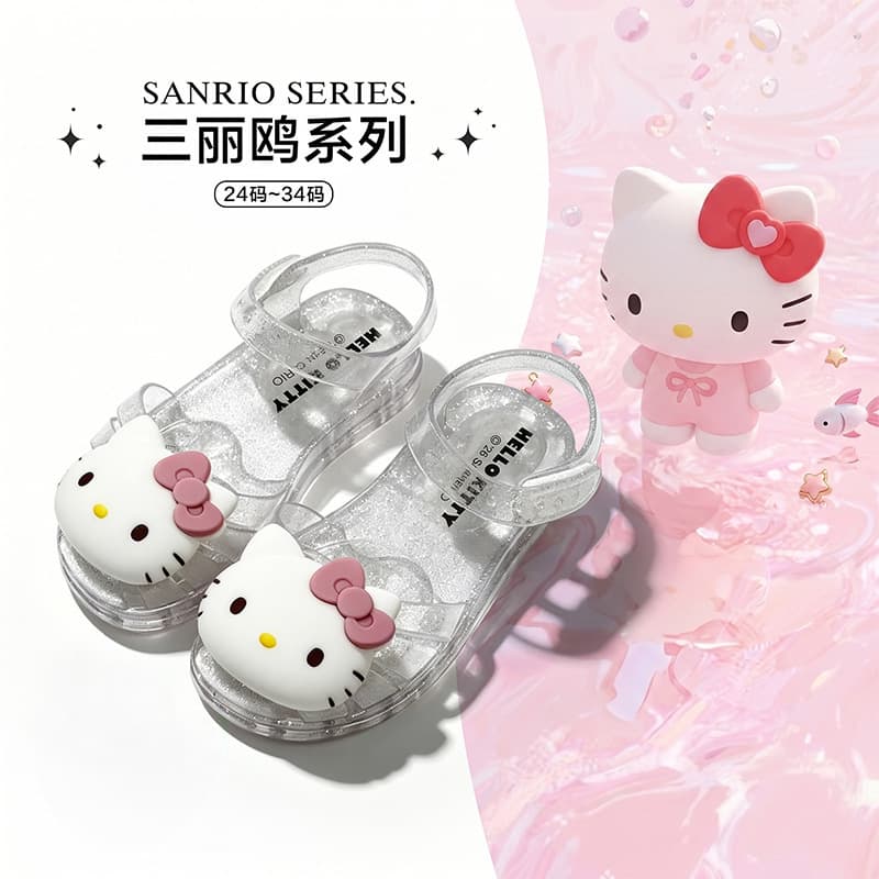 Baby Girl Cartoon Sandals, Jelly PVC Soft Sole Princess Crystal Toe-Cover Sandals, Beach Roman Sandals for Cross-Border