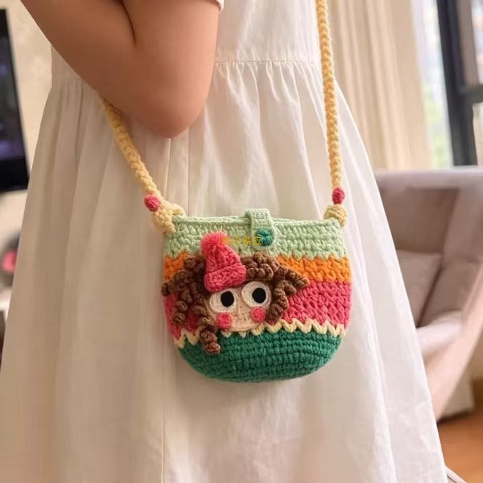 Dopamine Handwoven Crochet Bag DIY Single-Shoulder Material Kit Hook Knitting Gift to Relieve Boredom