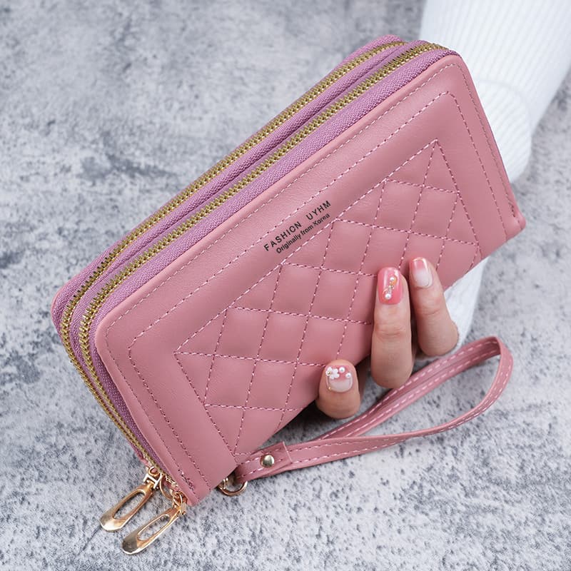 Wallet for women 2025 new long style women's hand-held Korean style casual mobile phone bag double zipper wallet large capacity card holder