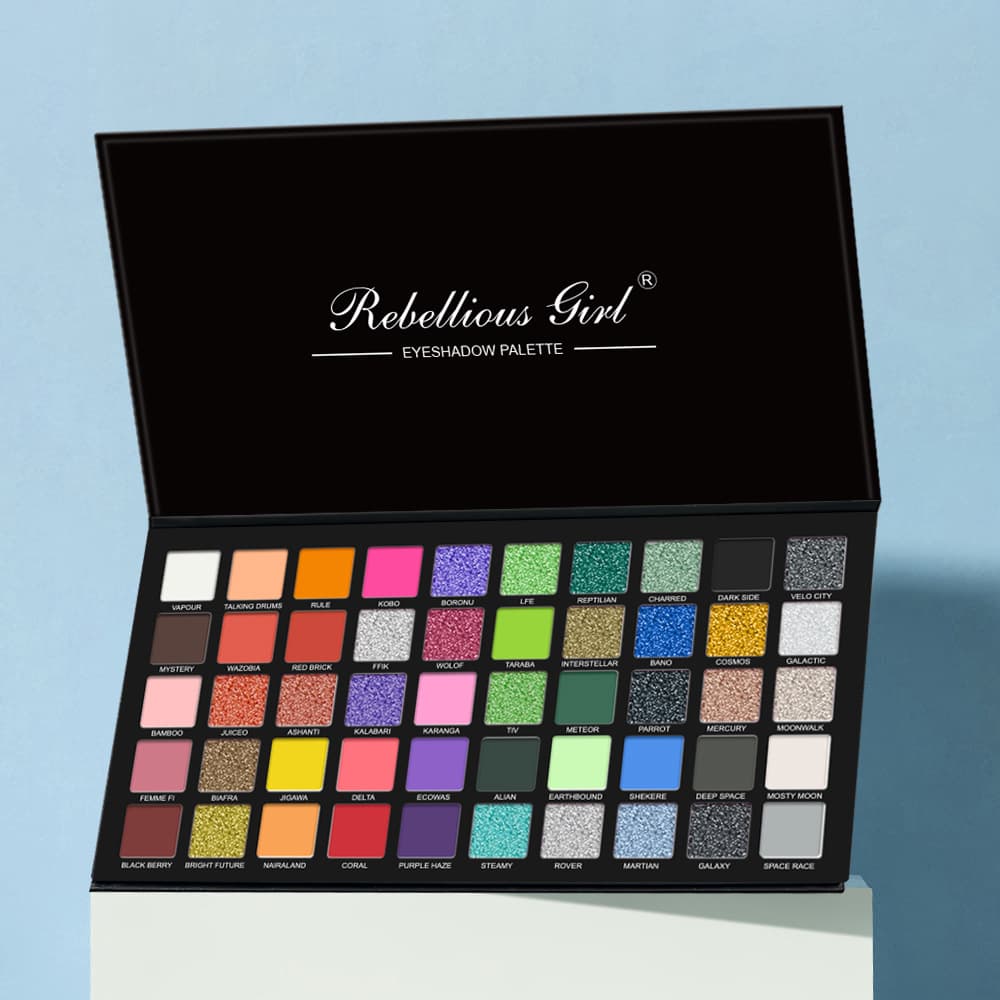 50-Color Eyeshadow Palette for Students and Stage Makeup, Shimmer Pearl Matte Glitter Fine Shimmer Chameleon Cosplay Makeup Sequins