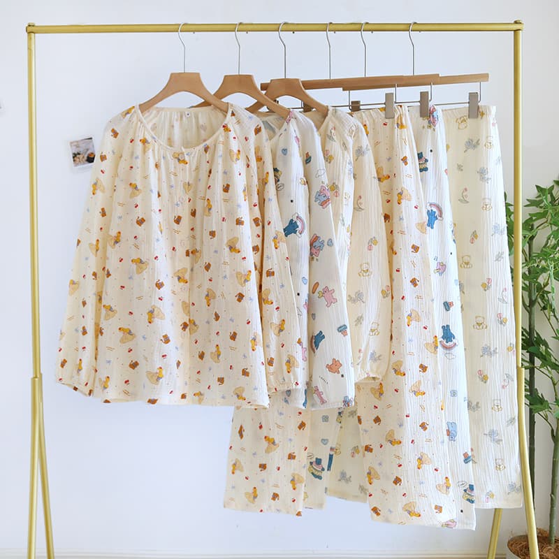 Pure cotton confinement clothes, spring, autumn and summer thin postpartum maternity nursing clothes, pajamas, maternal breastfeeding casual home clothes