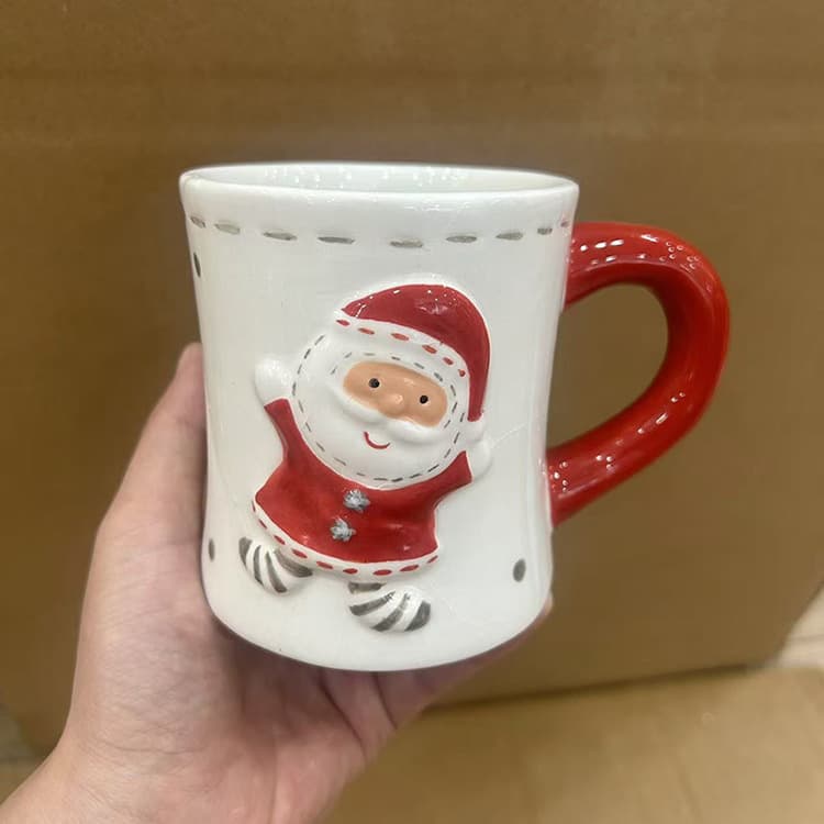Foreign trade cross-border Christmas ceramic mug Santa Claus snowman mug painted white cloud soil Christmas ornaments table decoration