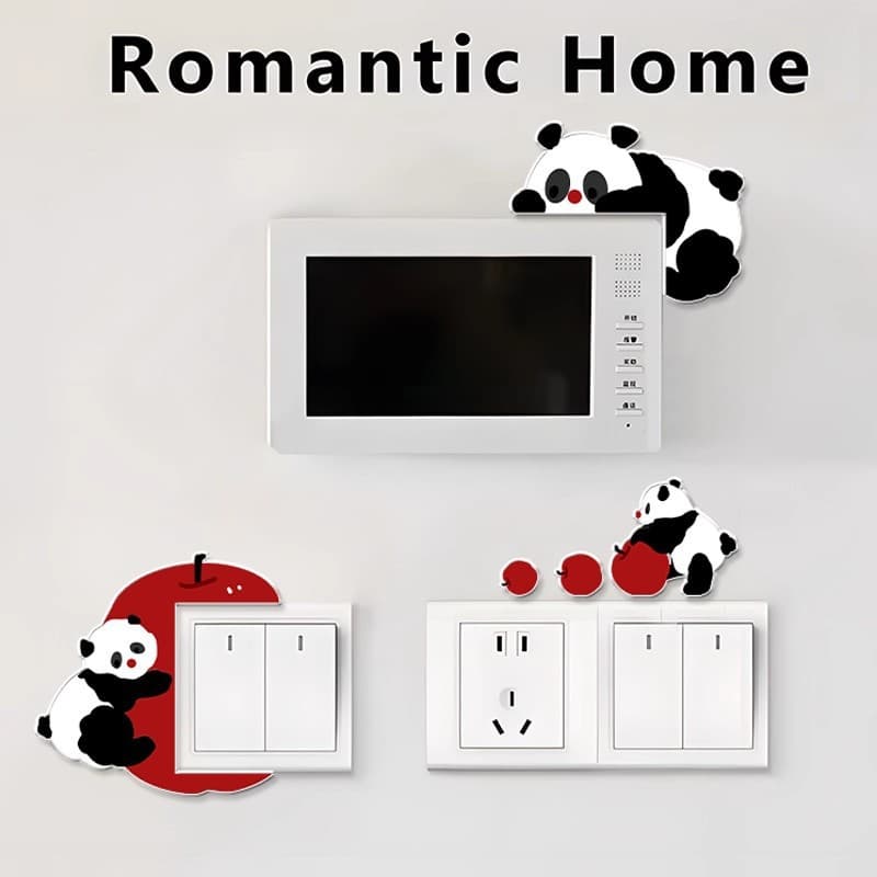 Cute Panda Acrylic Switch Sticker Living Room Waterproof Anti-Dirt Switch Frame Cover Outlet Protector Decorative Wall Sticker