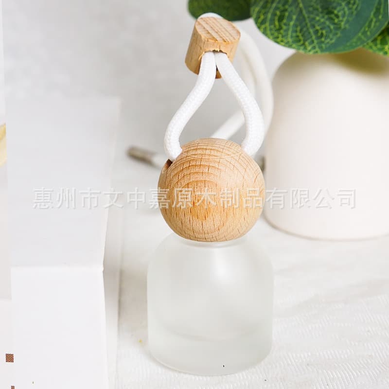 Factory Wholesale Wooden Lid Car Bottle Wooden Cap with Rope Thickened Aromatherapy Glass Bottle Beechwood Lid