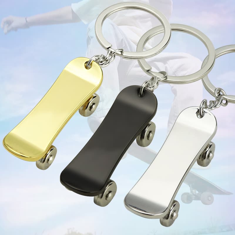Mini Metal Skateboard Keychain Pendant Customizable Logo Engraving High Aesthetic Value Gift Zinc Alloy Key Accessory