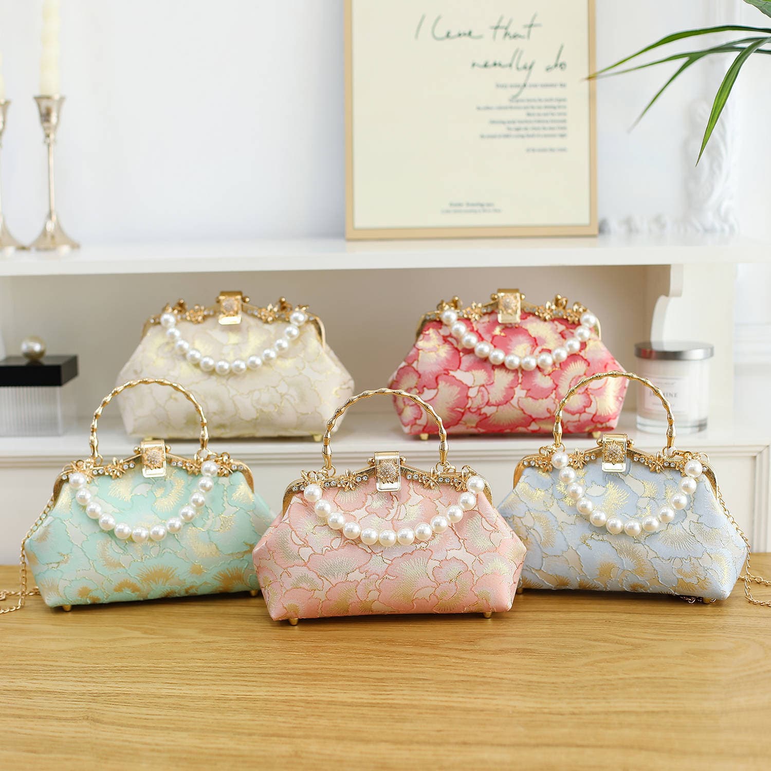 Ginkgo Handbag Shoulder Bag Crossbody Bag Cheongsam Bag Pearl Handbag Women's Bag