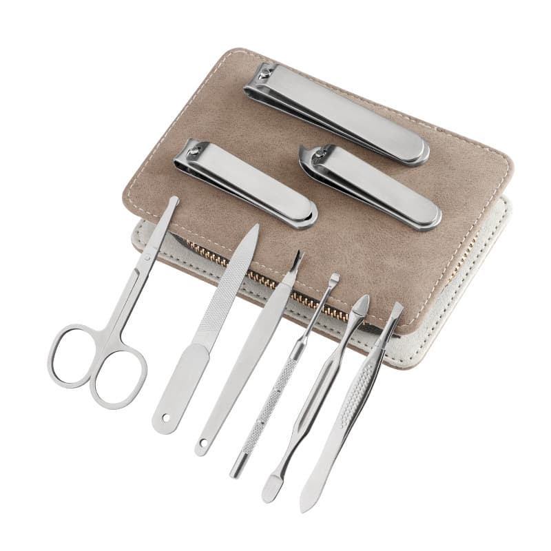 Factory Direct Stainless Steel Nail Clipper Set 9-Piece with Zipper Pouch Manicure Tool Nail Scissors
