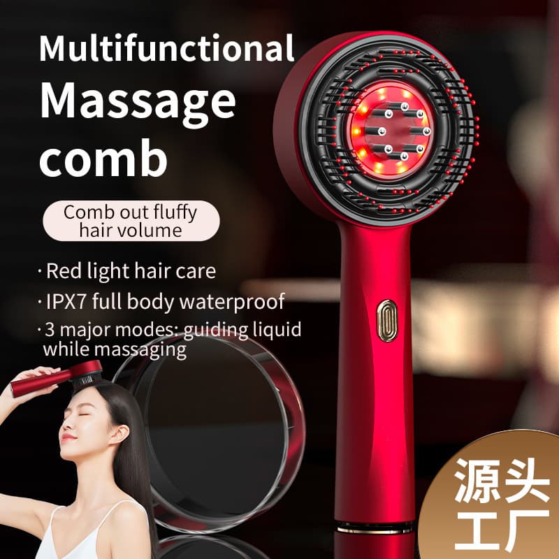 Cross-Border Electric Massage Comb for Home Use, Red Light Hair Care and Scalp Meridian Massager from Factory