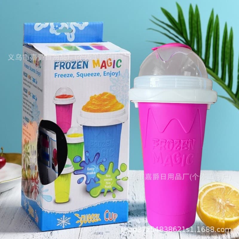 Wholesale Cross-border Smoothie Cup Double-layer Silicone Squeeze Cup Summer Thirst-quenching Ice-making Cup Rapid Cooling Cup Thickened Heat-relief Cup