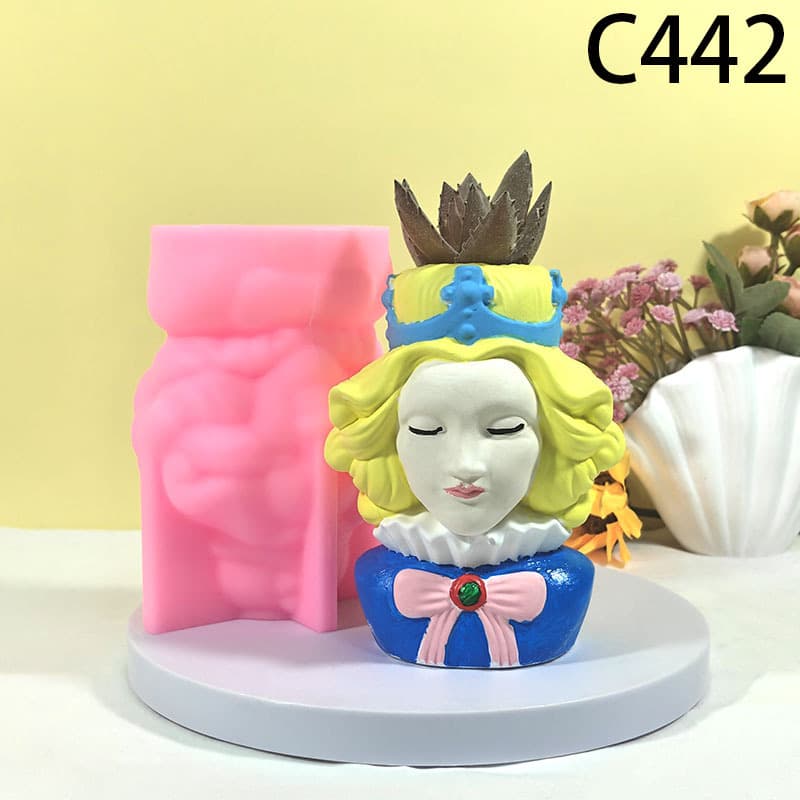 Royal Style Queen Silicone Mold for Handmade DIY Succulent Plant Pots Plaster Decorative Ornaments Mold C442