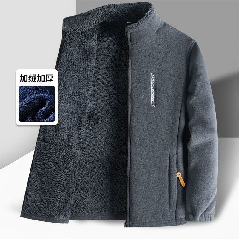 Men's Fleece Jacket Cardigan, Warm Fleece Pullover, Winter Thick Coat for Middle-Aged and Elderly