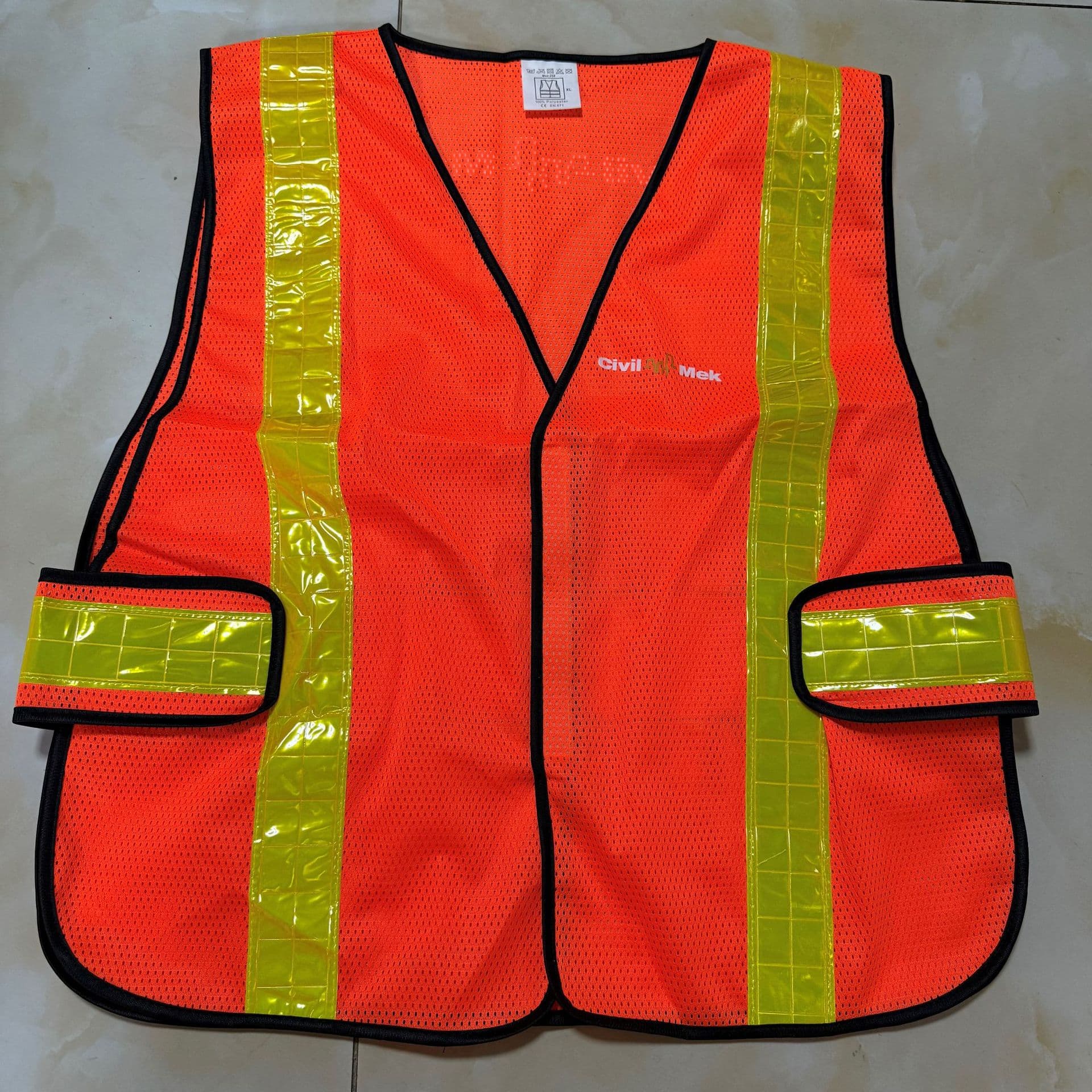 Orange Mesh Reflective Safety Vest with Bright Reflective Strips, Breathable Safety Warning Vest for Construction, Sanitation, and Cycling