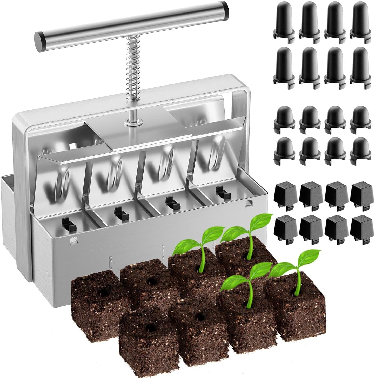 8-Hole Seedling Soil Block Maker Manual Nutrient Soil Block Press Gardening Seedling Pot Maker Tool 8-Slot Former
