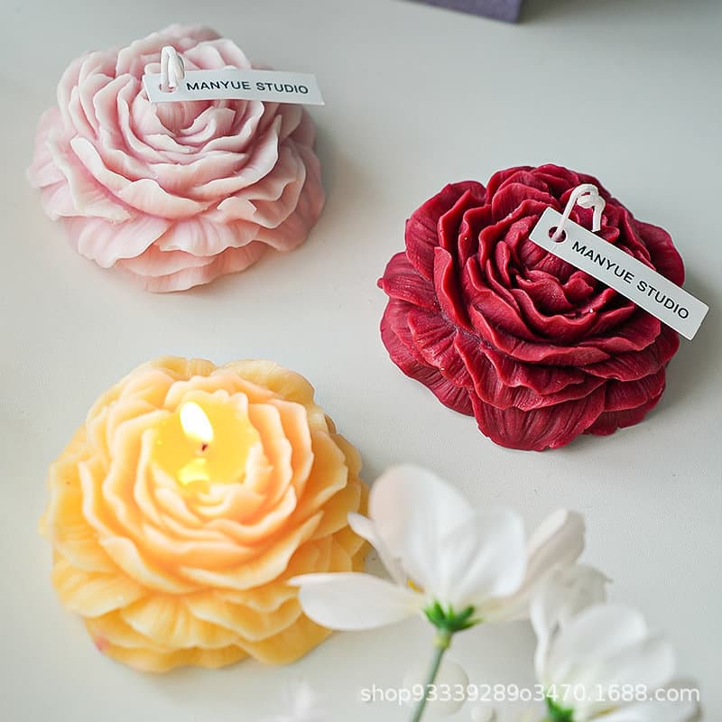 Original Korean-Style Large Peony Flower Mold for Scented Candles, DIY Handmade Plaster, Handmade Soap Mold, Baking Silicone Mold