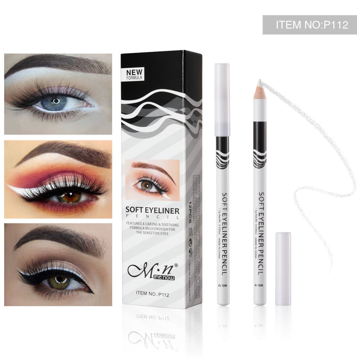 Cross-Border Beauty Menow White Eyeliner Silkworm Eye Shadow Pen Eyeliner Gel Pen Marker Pen Tattoo Pen
