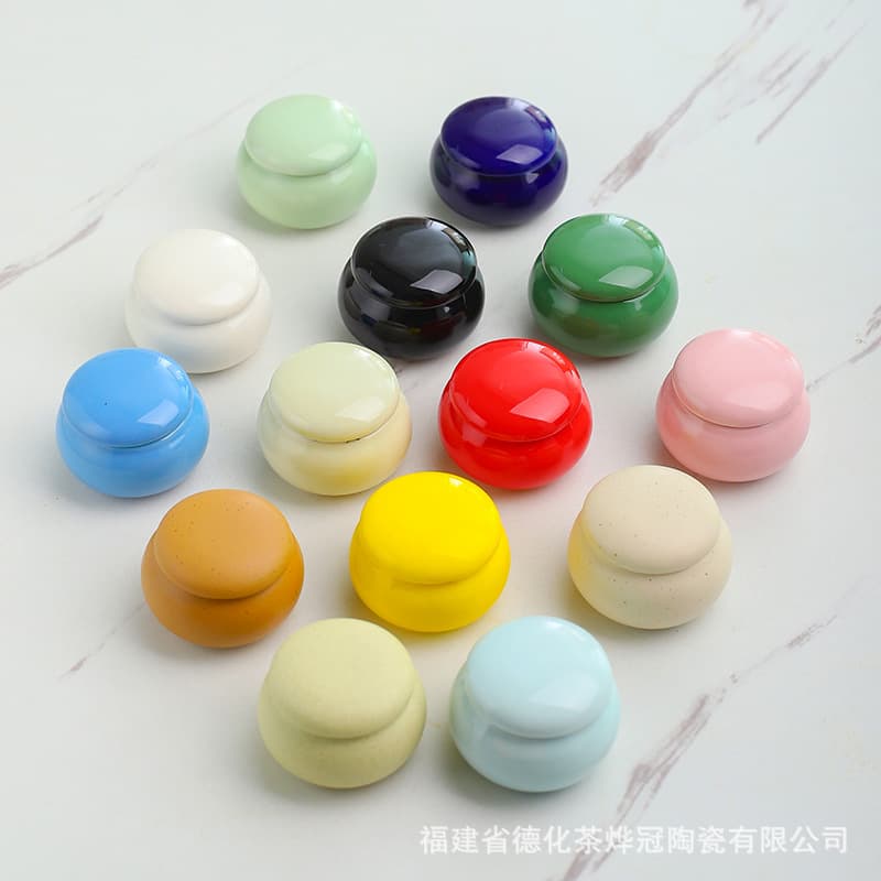 Small Mini Ceramic Tea Canister Lipstick Face Cream Bottle Ointment Pill Cosmetic Balm Powder Storage Sealed Jar