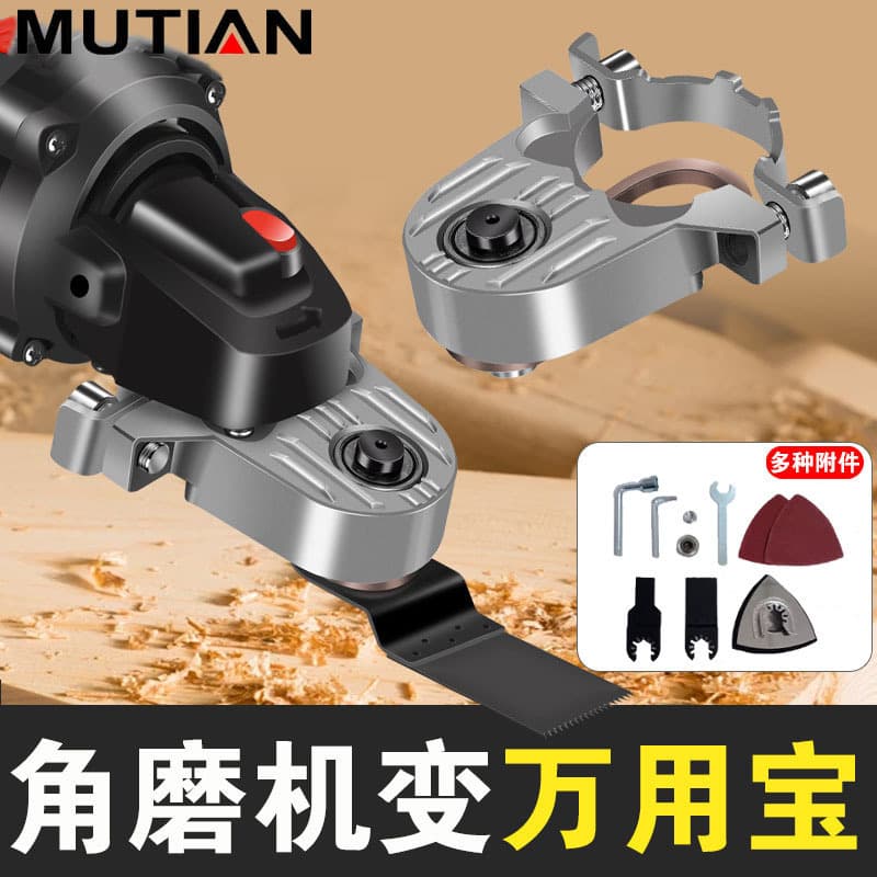 Angle grinder modified into a multi-purpose tool: stand for cutting wood and metal, sanding, drilling, nail cutting, woodworking tools.